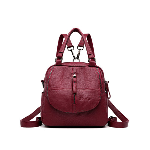 Soft Leather Functional Backpack/Crossbody Bag