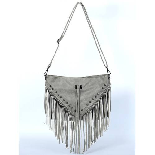 Soft Leather Studded Sringed Shoulder Bag