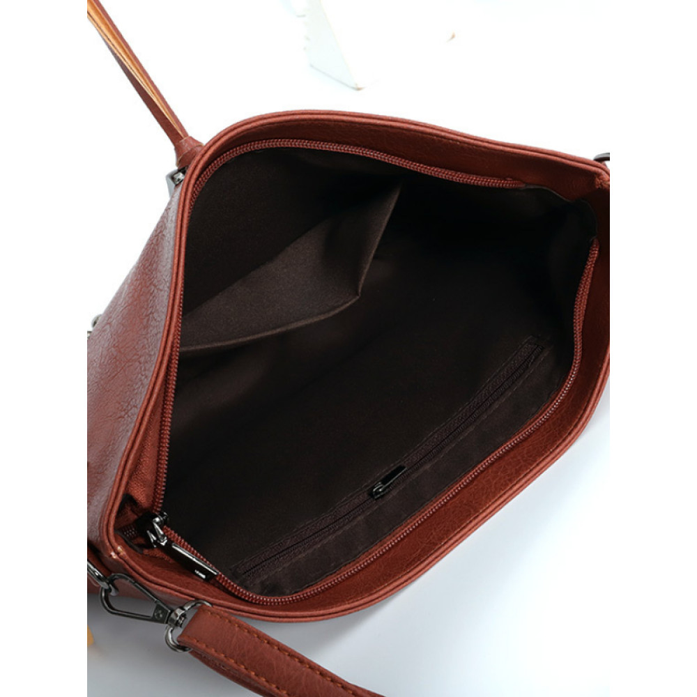 Soft Leather Studded Sringed Shoulder Bag