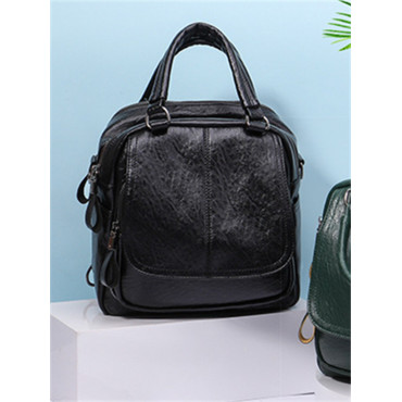 Soft Leather Utility Backpack Crossbody Bag