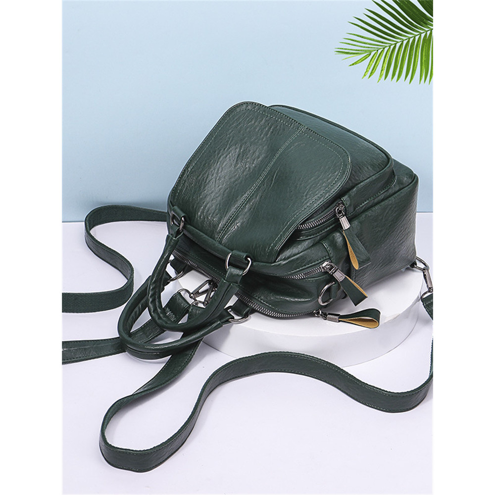 Soft Leather Utility Backpack Crossbody Bag