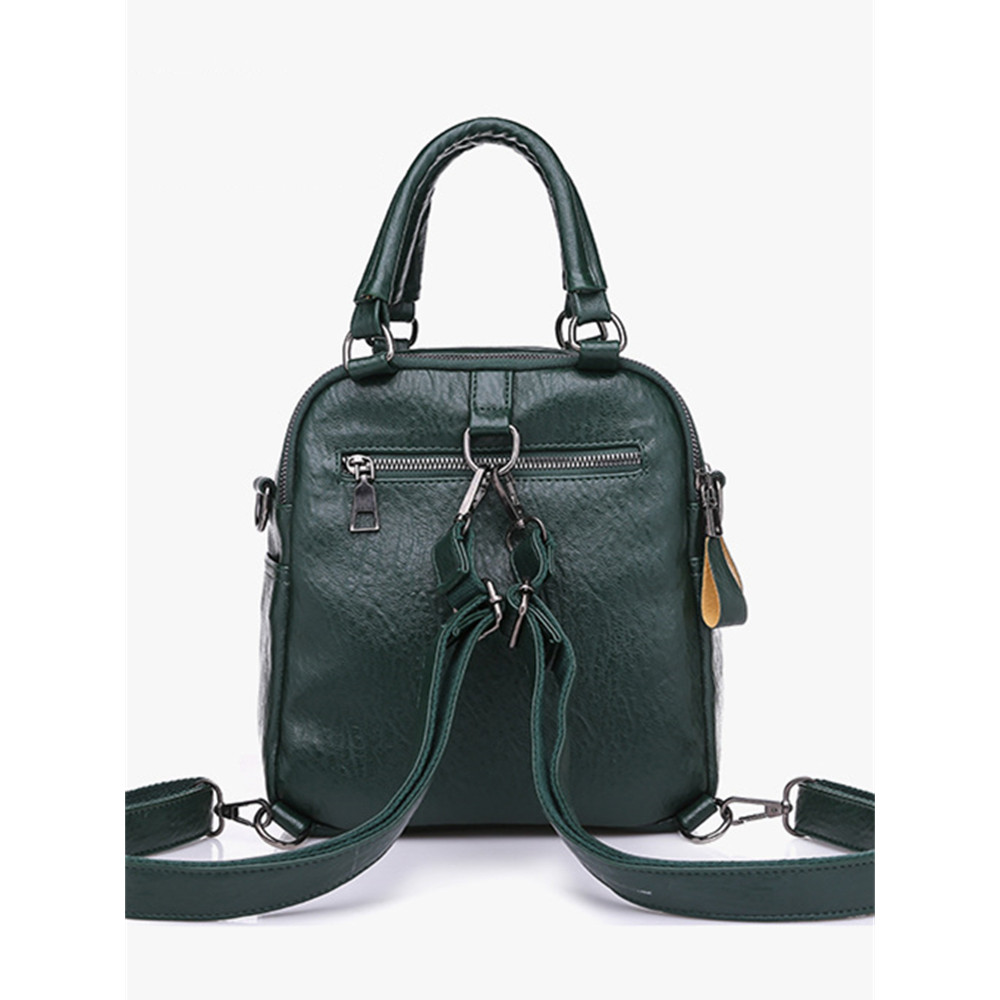 Soft Leather Utility Backpack Crossbody Bag