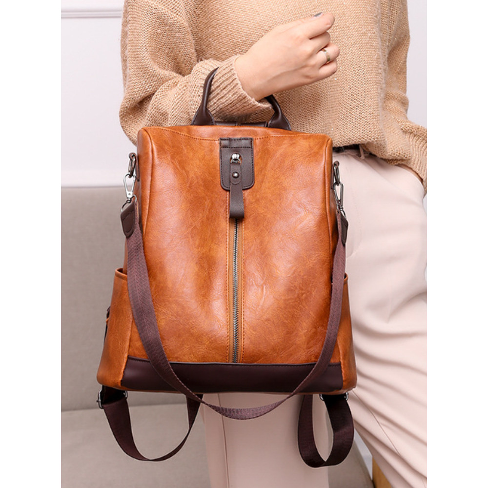 Soft Leather Utility Backpack/Shoulder Bag