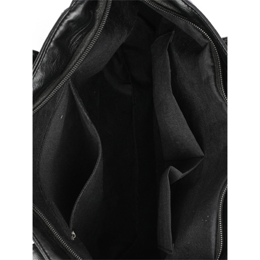 Square Seamed Soft Leather Utility Tote Bag