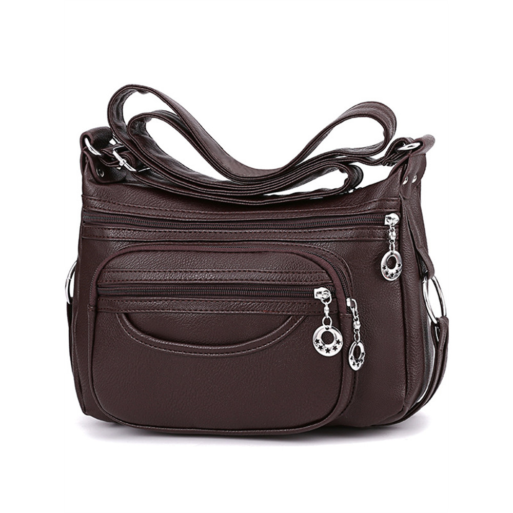 Star Hollow Zippers Soft Leather Utility Bag