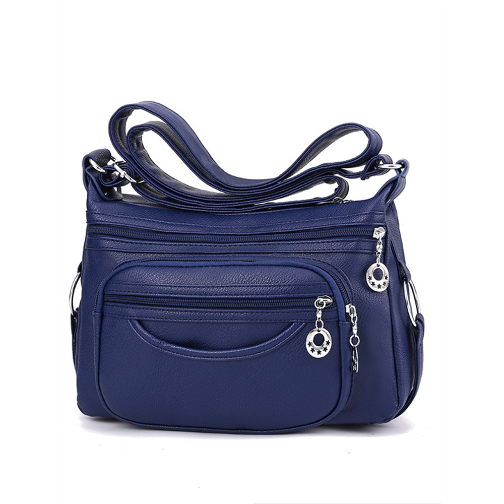 Star Hollow Zippers Soft Leather Utility Bag