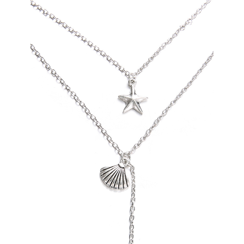 Starfish Scallop Fishtail Multilayer Necklace
