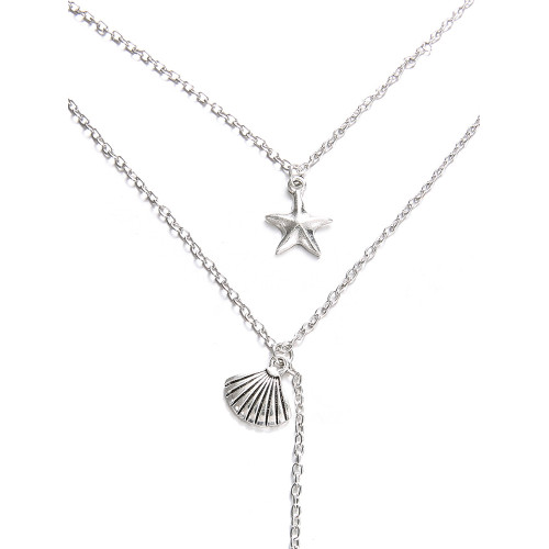 Starfish Scallop Fishtail Multilayer Necklace