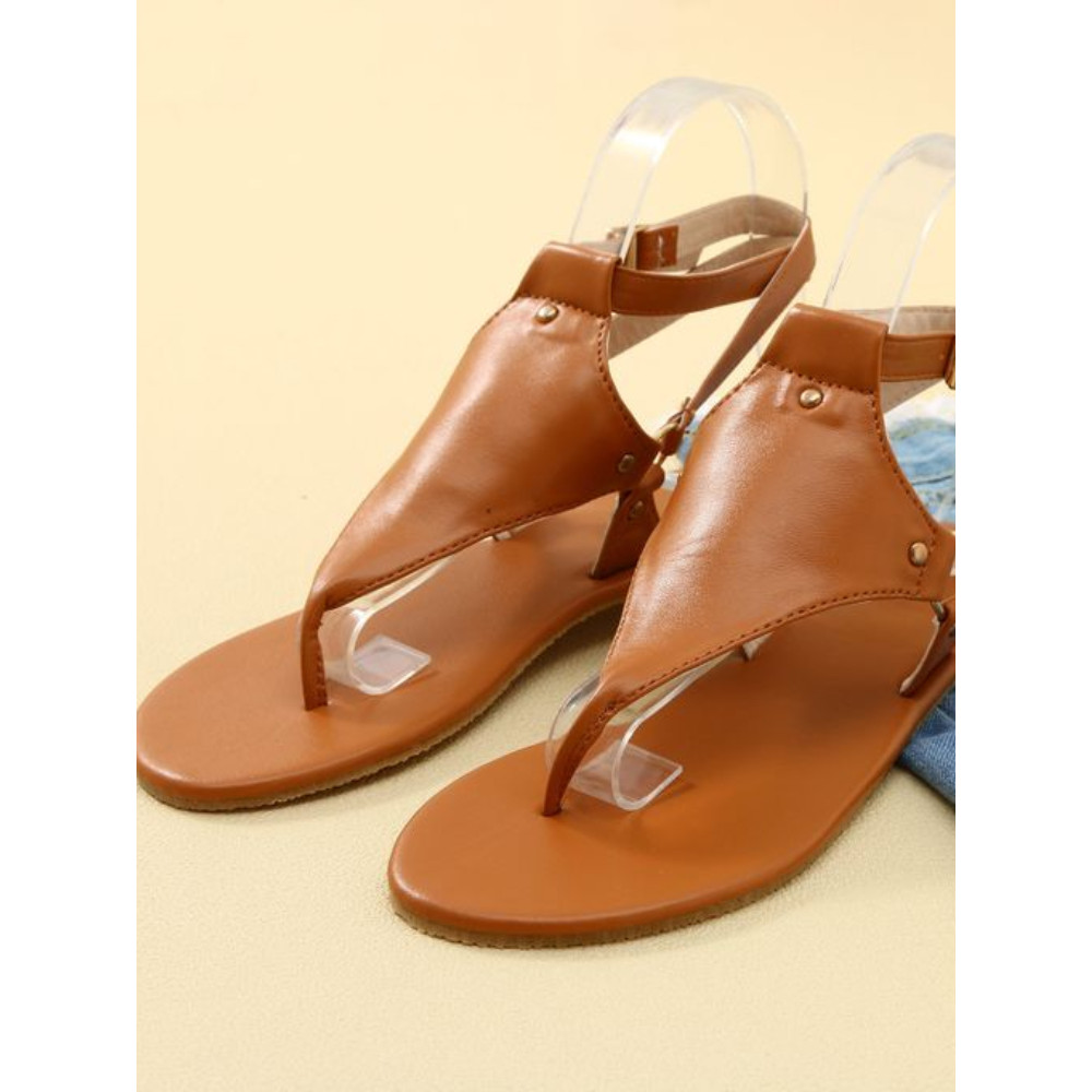 Studded Soft Leather Flip Flop Sandals