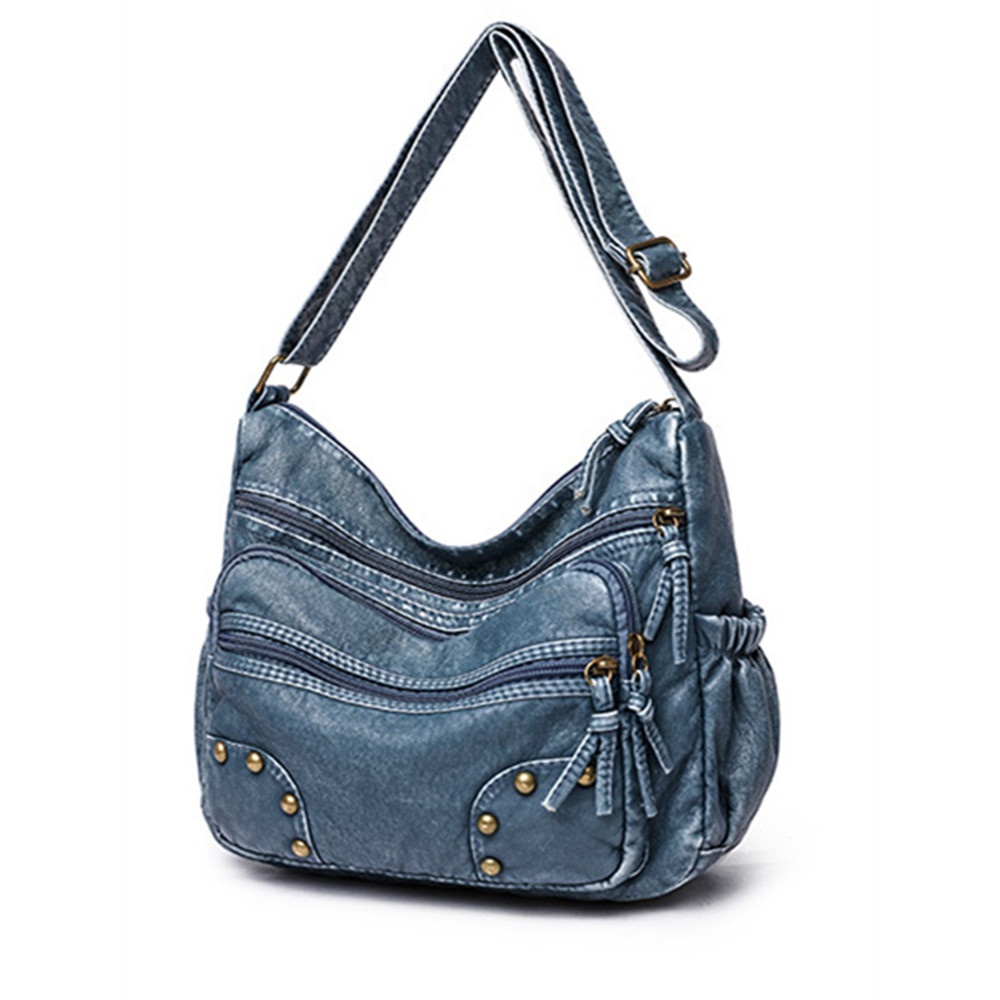 Studded Washed Leather Crossbody Bag