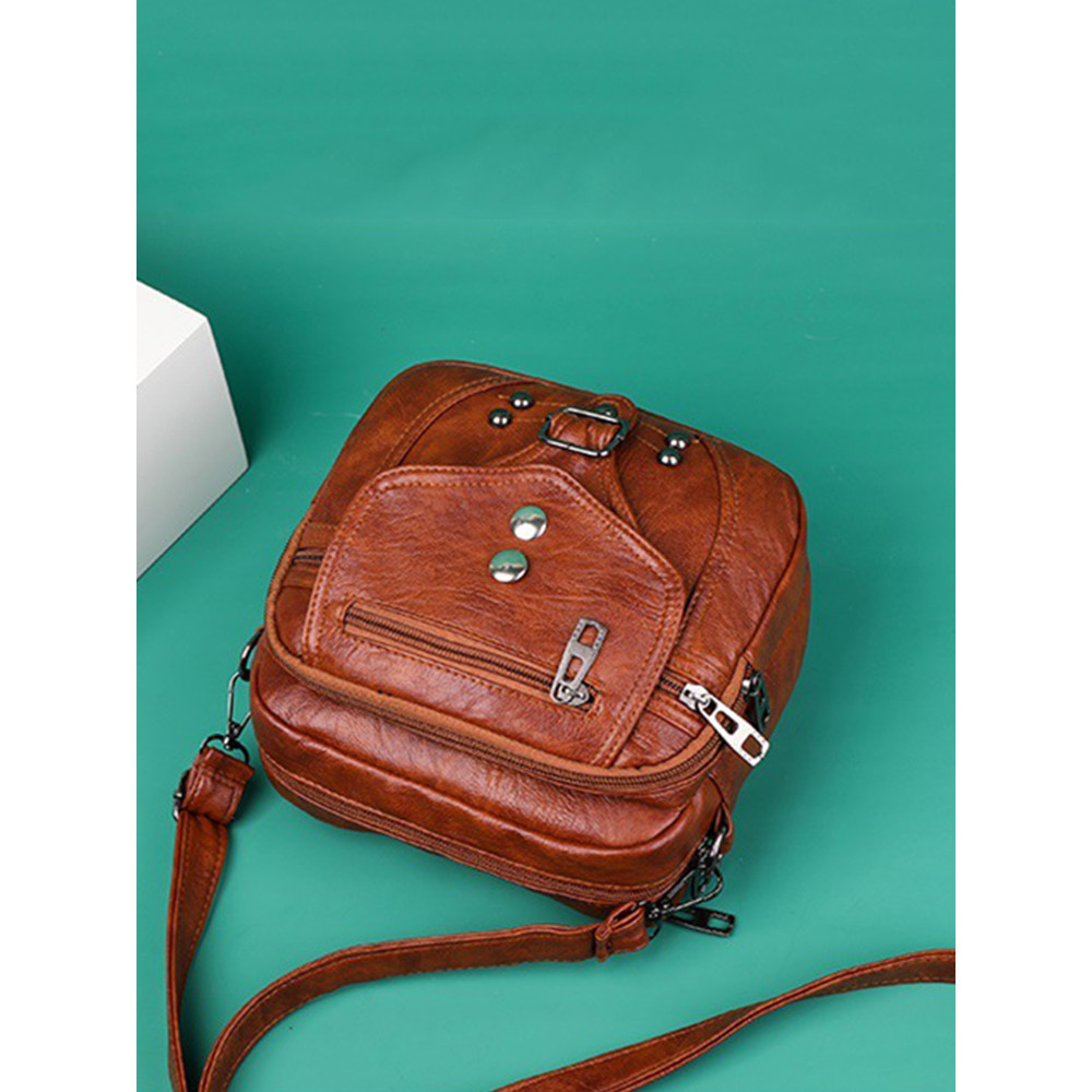 Studded Washed Leather Mini Bag