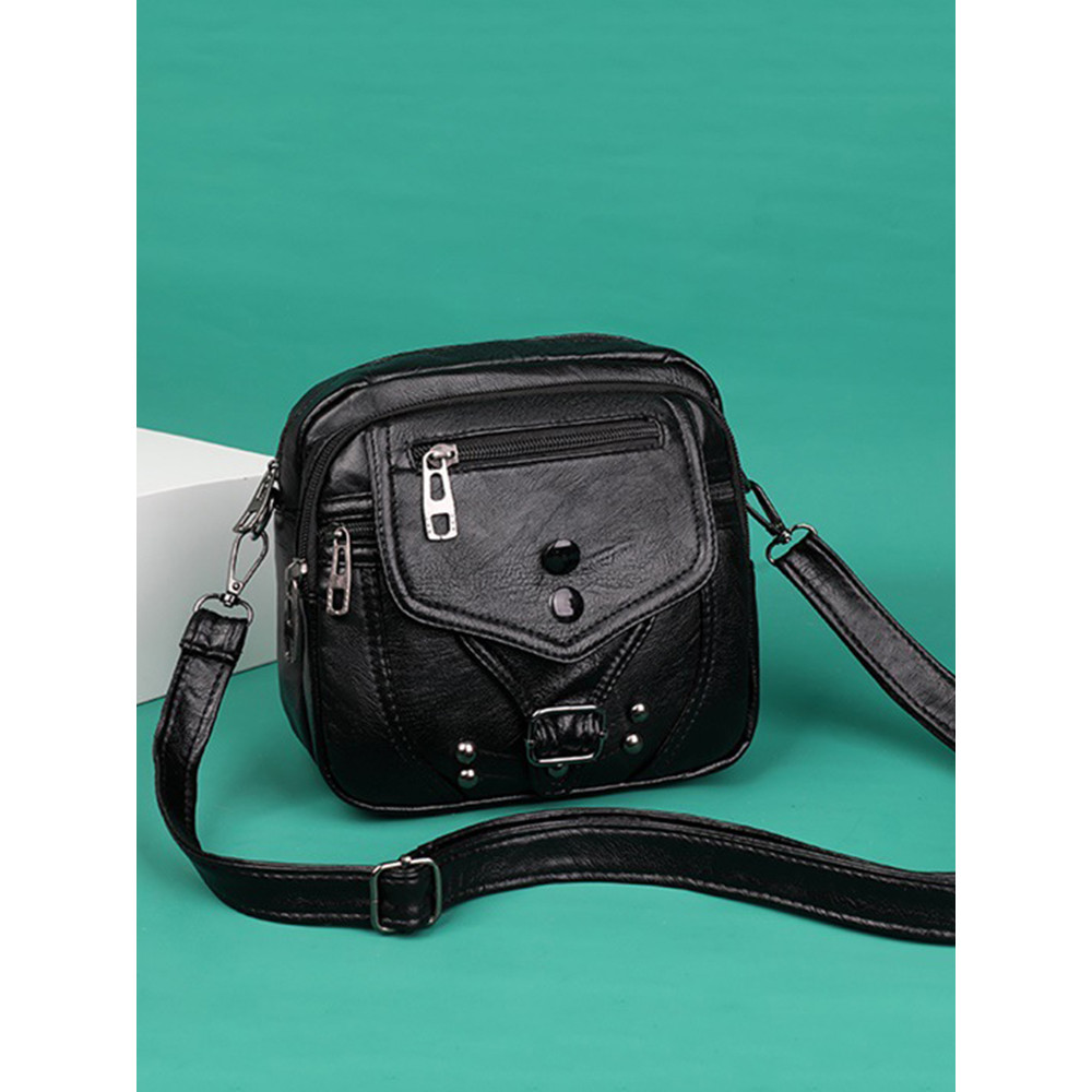 Studded Washed Leather Mini Bag