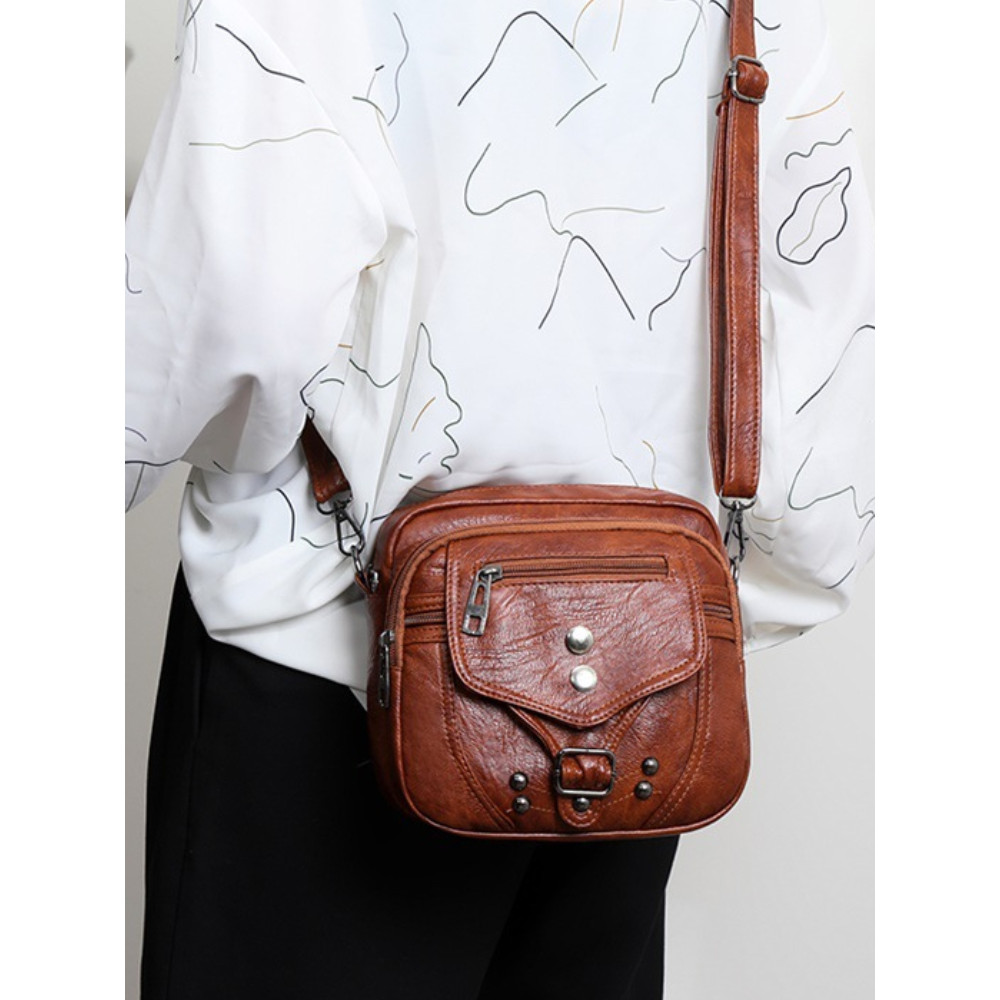 Studded Washed Leather Mini Bag