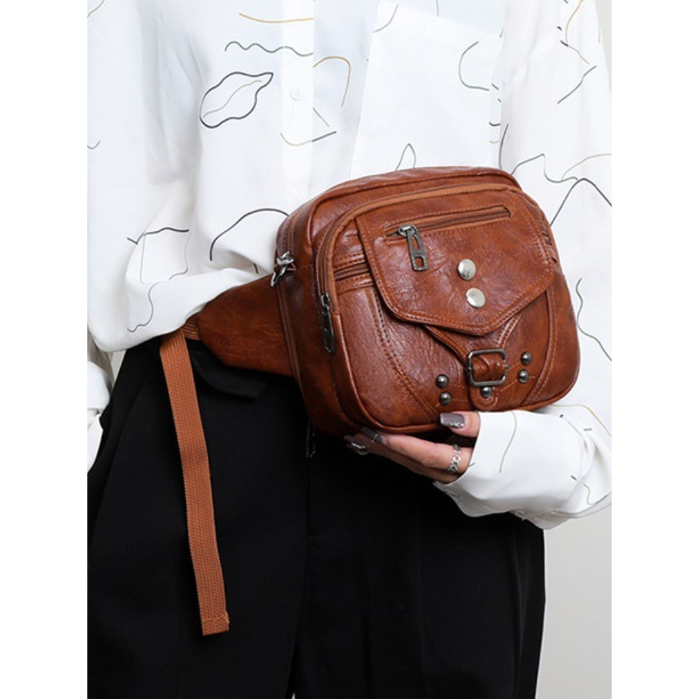 Studded Washed Leather Mini Bag