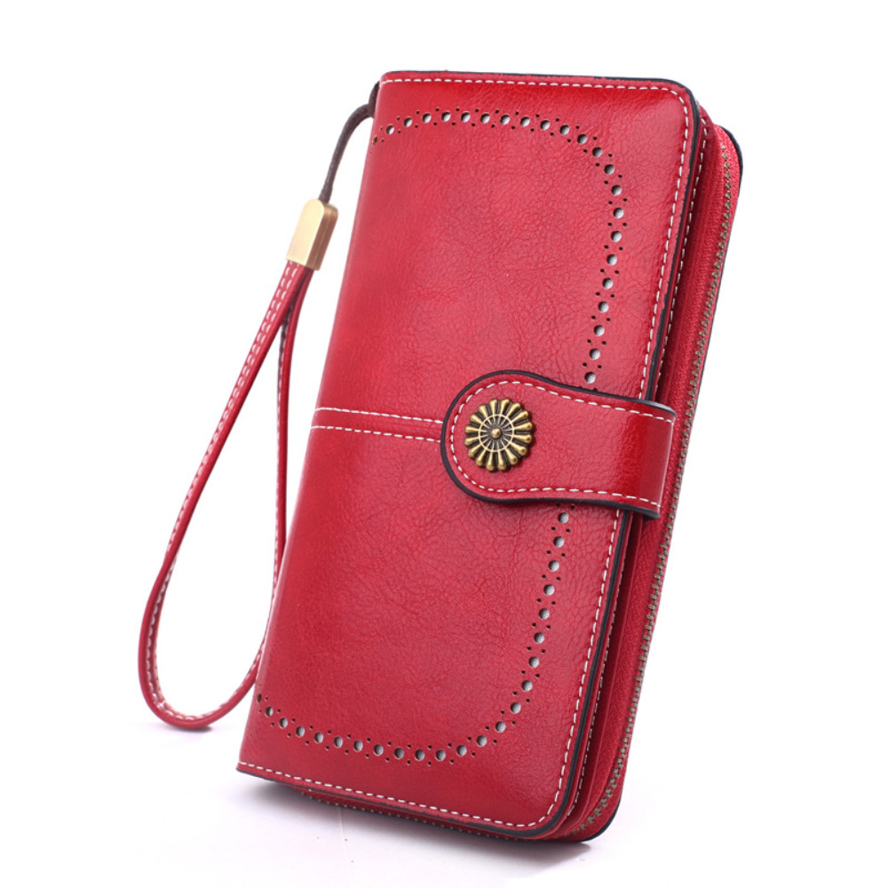 Sunflower Buckle Carved Utility Purse