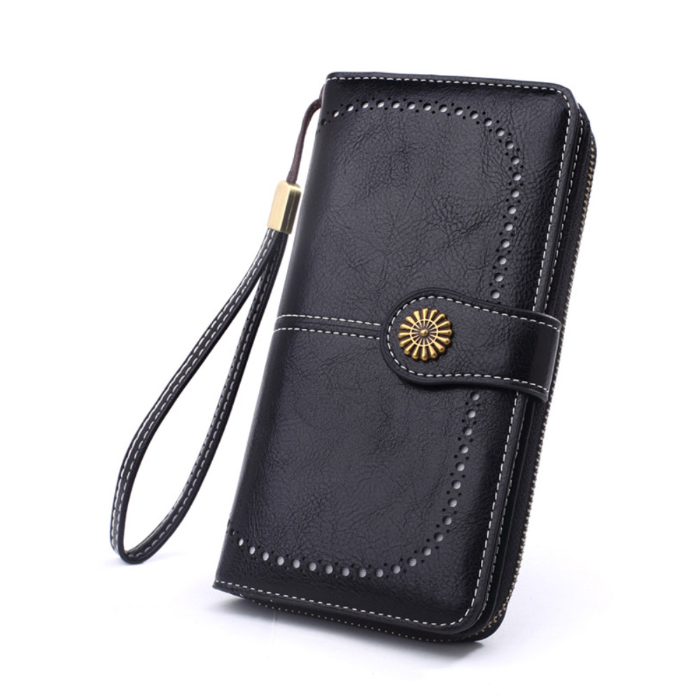 Sunflower Buckle Carved Utility Purse