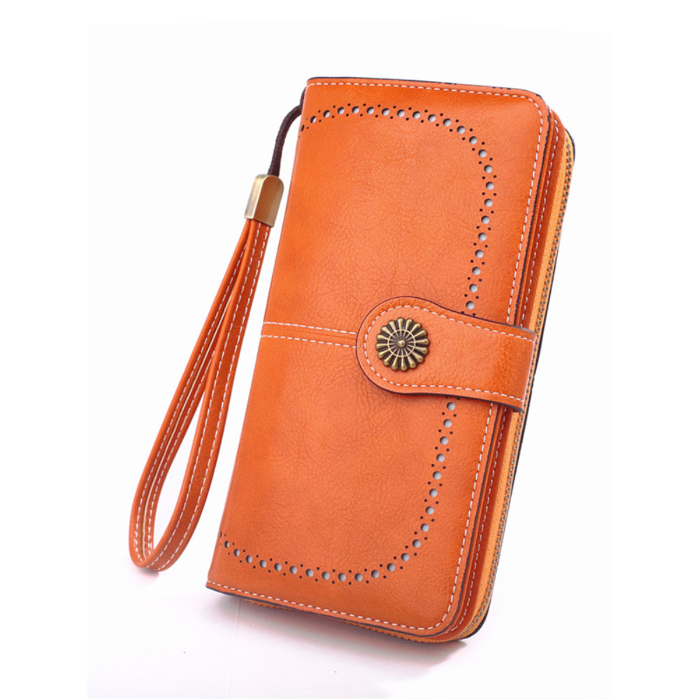 Sunflower Buckle Carved Utility Purse