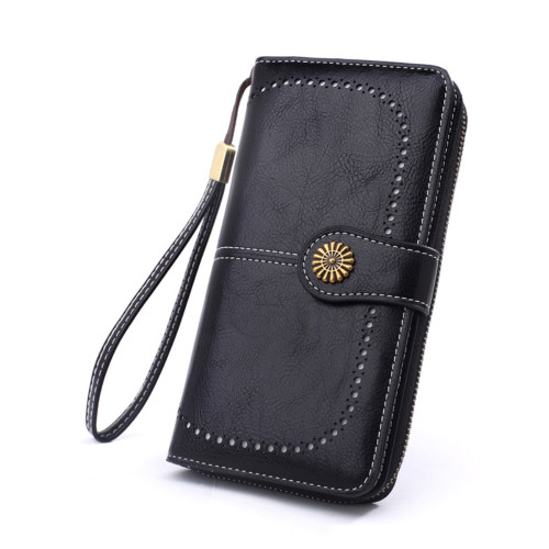 Sunflower Buckle Carved Utility Purse
