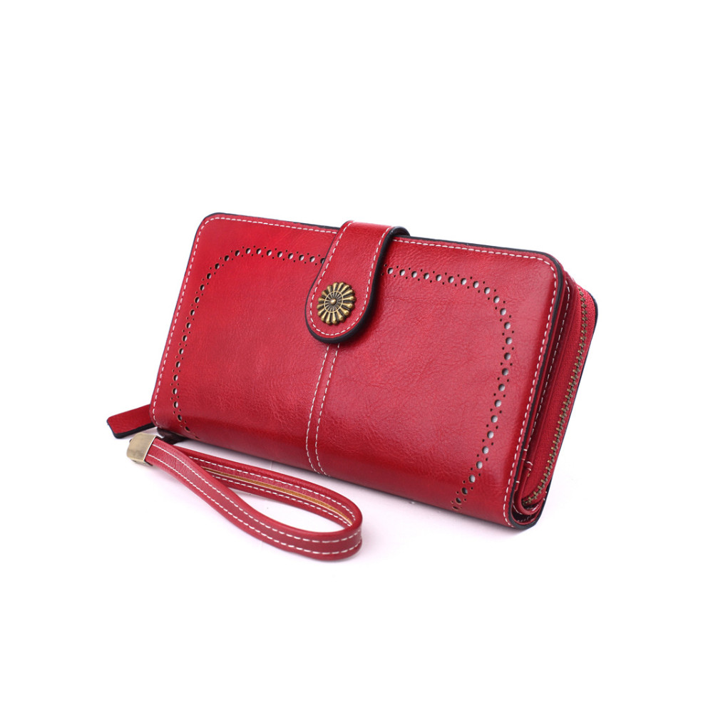 Sunflower Buckle Carved Utility Purse