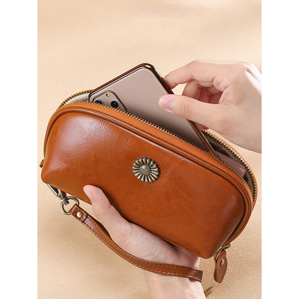 Sunflower Inspired Button Clutch Bag