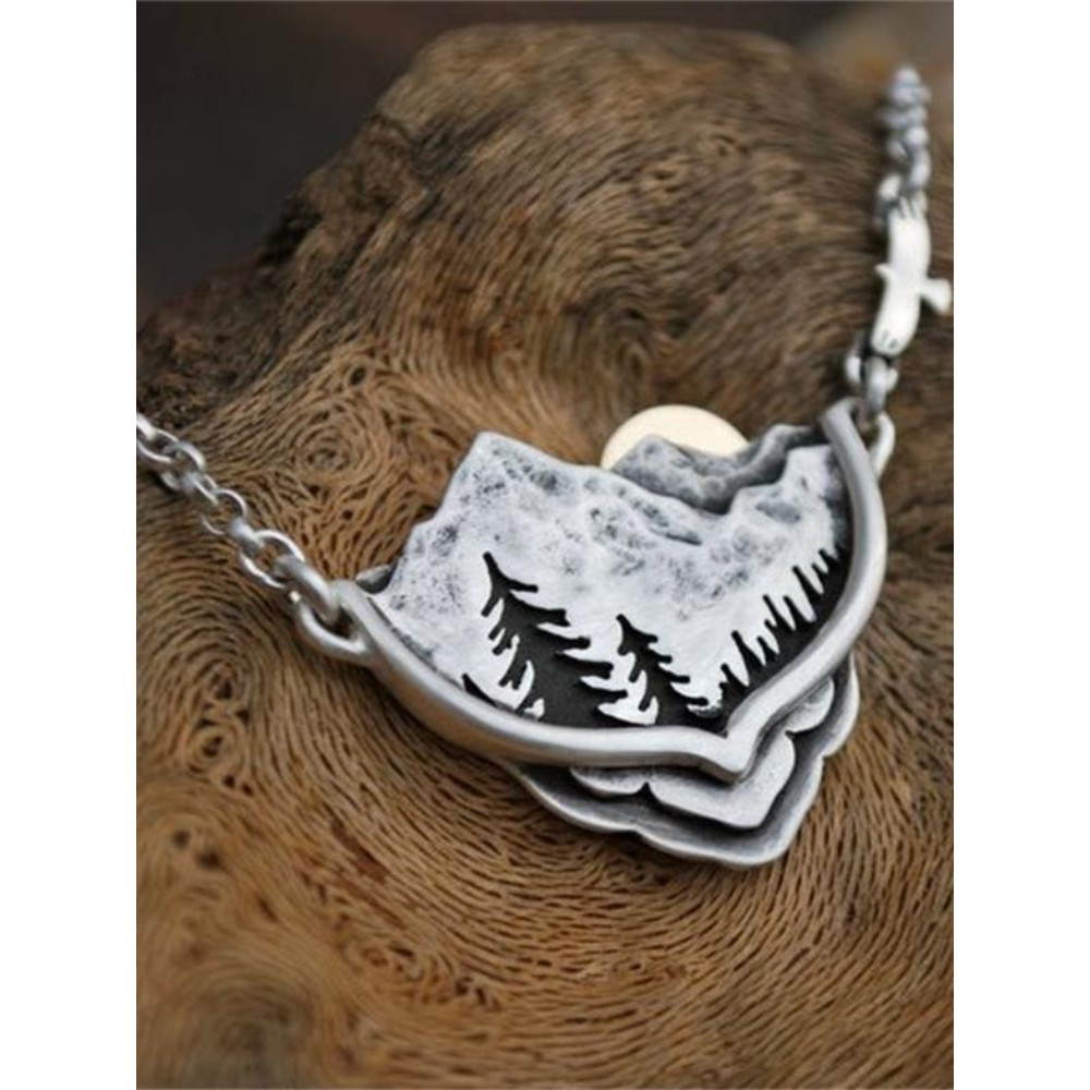 Sunrise Landscape Inspired Carving Necklace