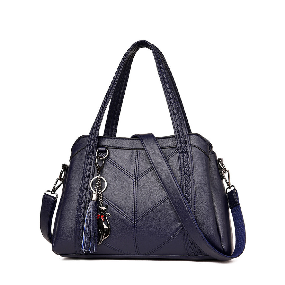 Tassel & Kitty Pendant Patchwork Tote Bag