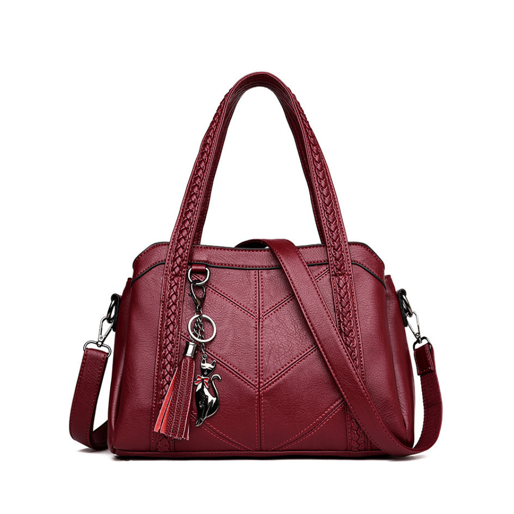 Tassel & Kitty Pendant Patchwork Tote Bag