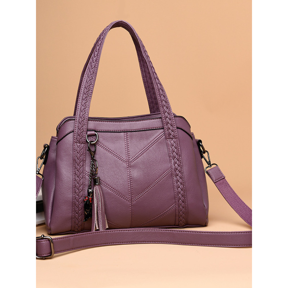 Tassel & Kitty Pendant Patchwork Tote Bag