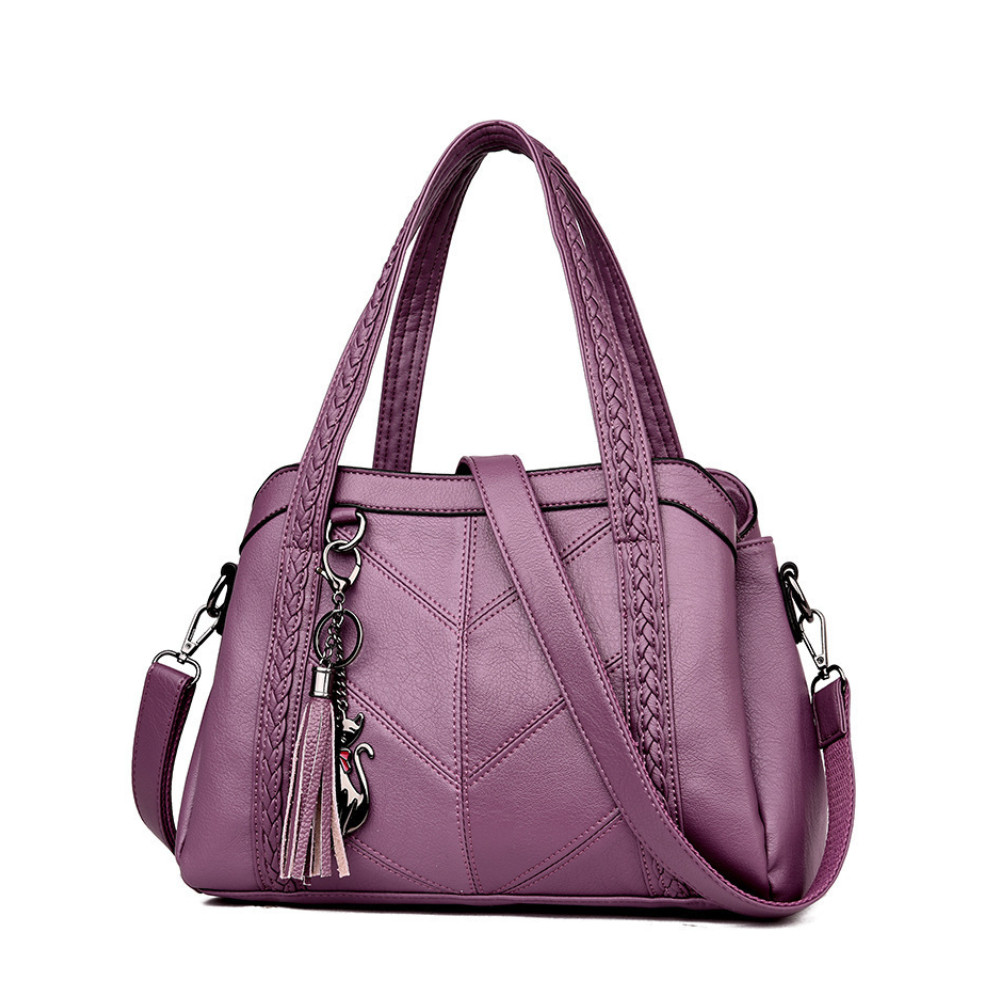 Tassel & Kitty Pendant Patchwork Tote Bag