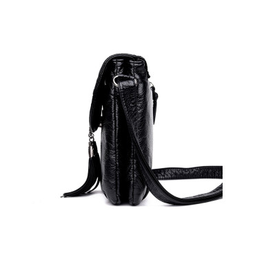 Tassels Zipper Flap Portable Crossbody Bag
