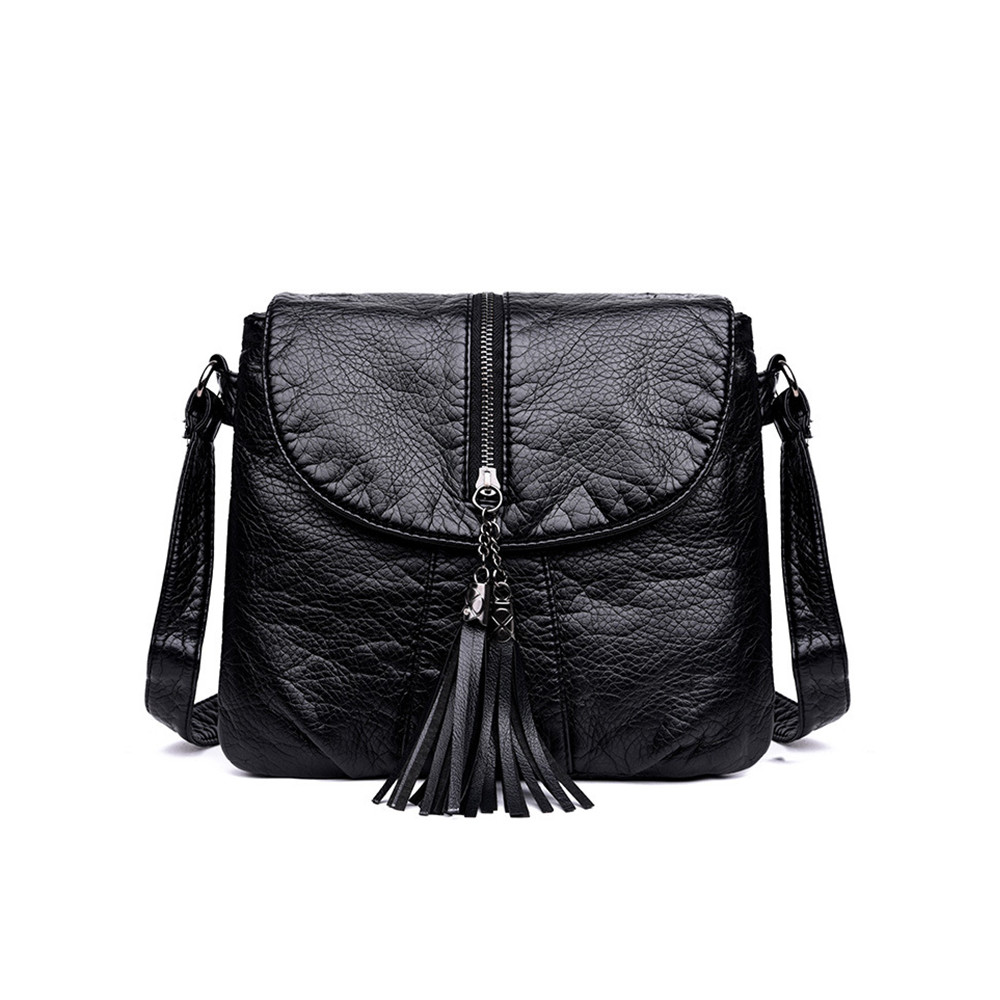 Tassels Zipper Flap Portable Crossbody Bag