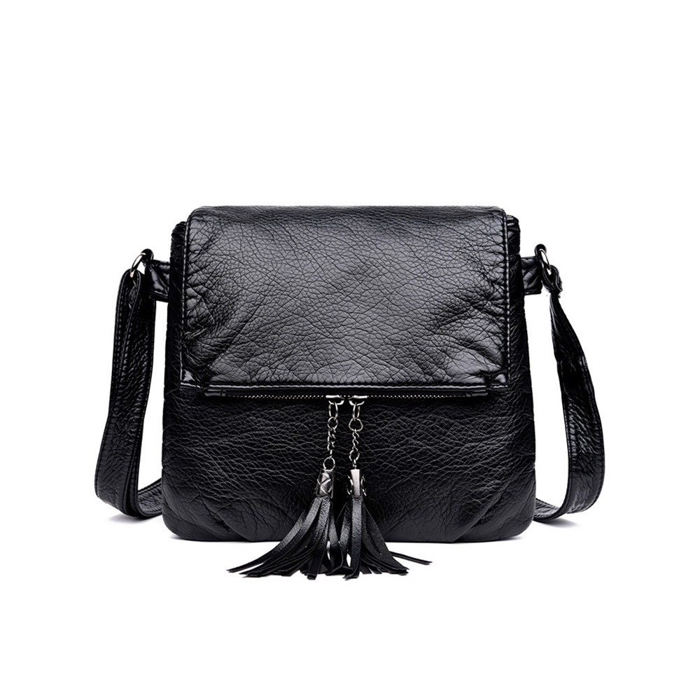 Tassels Zipper Flap Portable Crossbody Bag
