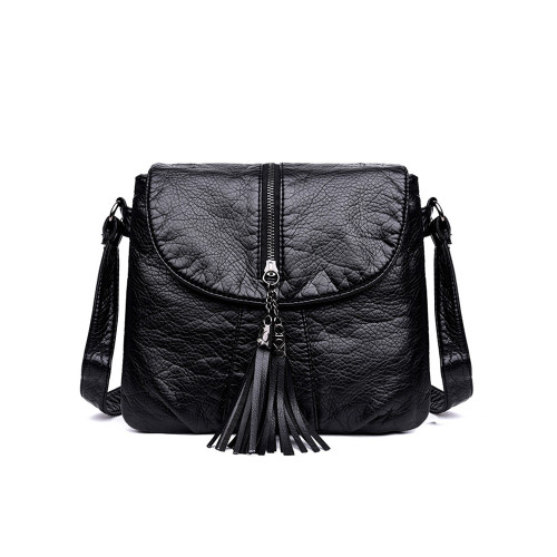 Tassels Zipper Flap Portable Crossbody Bag