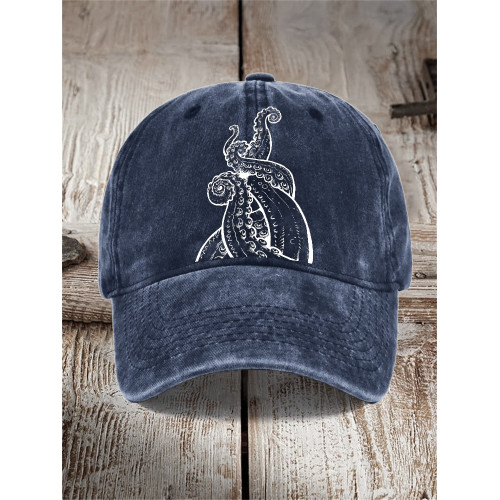 Tentacles Lino Art Cthulhu Inspired Washed Cap