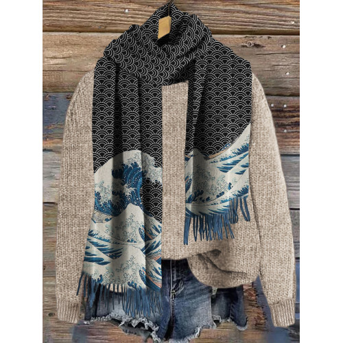 The Great Wave off Kanagawa Japanese Art Cozy Scarf