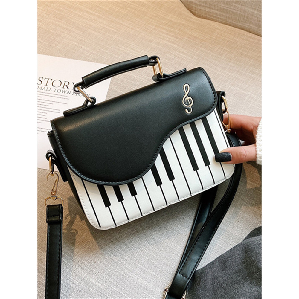 Treble Clef Embroidered Piano Inspired Crossbody Bag