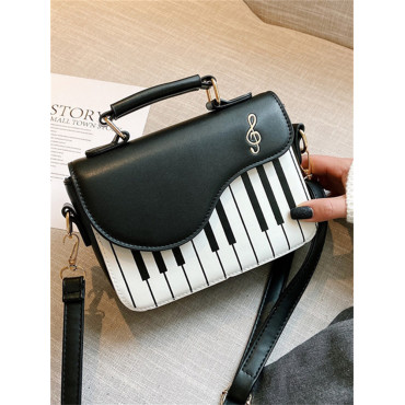 Treble Clef Embroidered Piano Inspired Crossbody Bag
