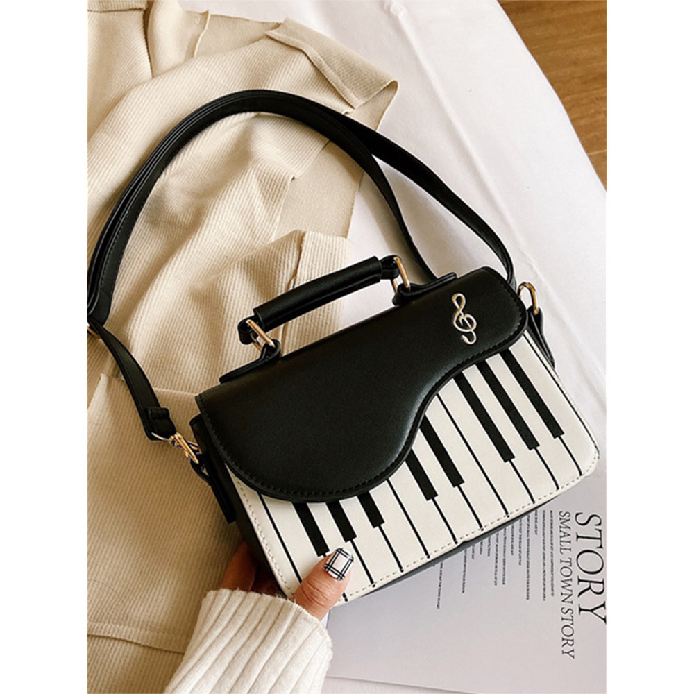 Treble Clef Embroidered Piano Inspired Crossbody Bag