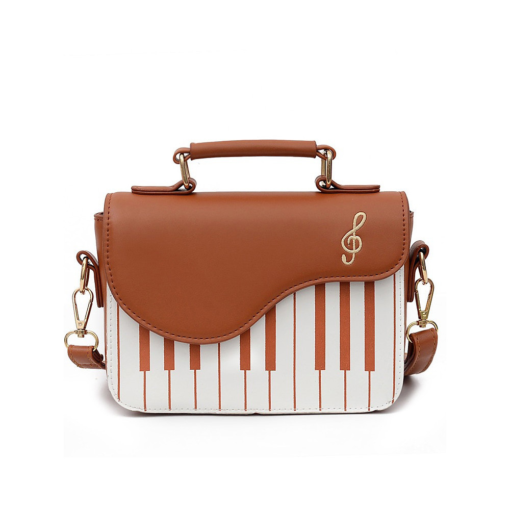 Treble Clef Embroidered Piano Inspired Crossbody Bag