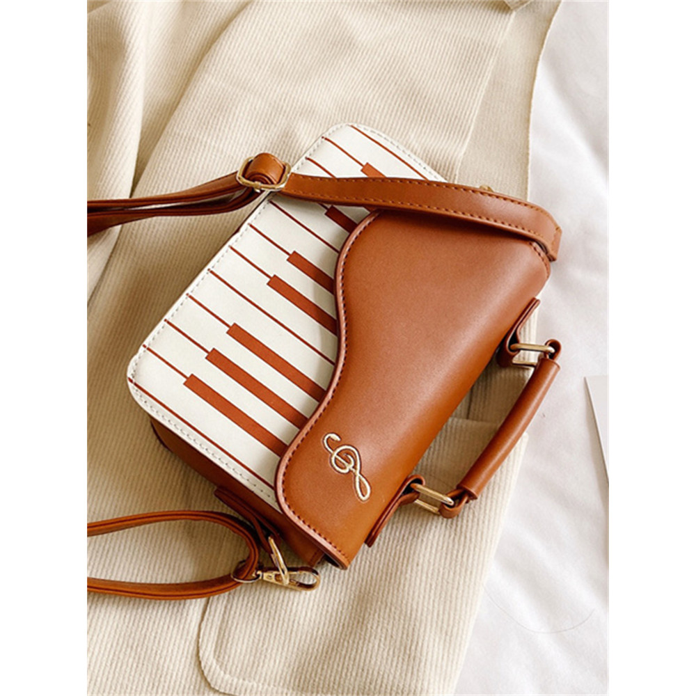 Treble Clef Embroidered Piano Inspired Crossbody Bag