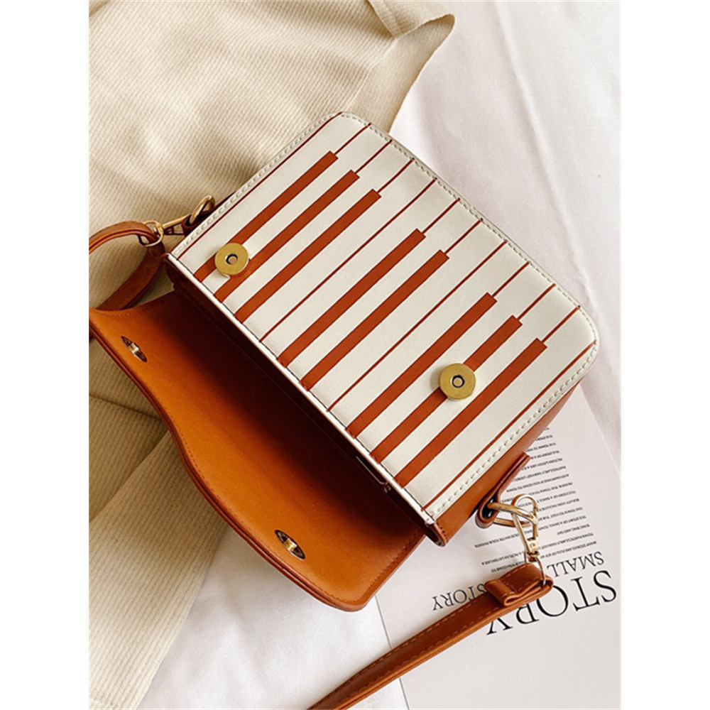 Treble Clef Embroidered Piano Inspired Crossbody Bag