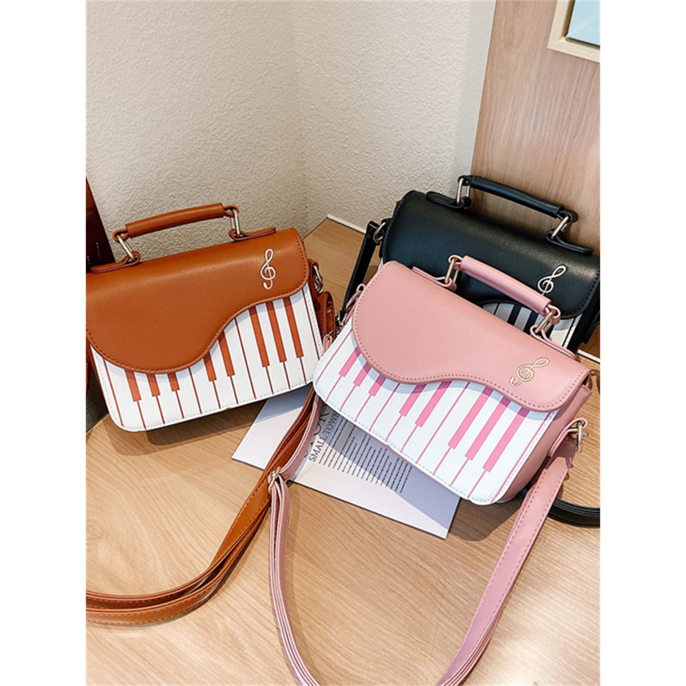 Treble Clef Embroidered Piano Inspired Crossbody Bag