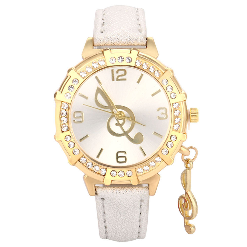 Treble Clef Rhinestone Studded Quartz Watch