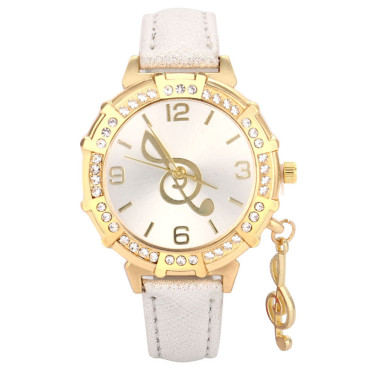 Treble Clef Rhinestone Studded Quartz Watch