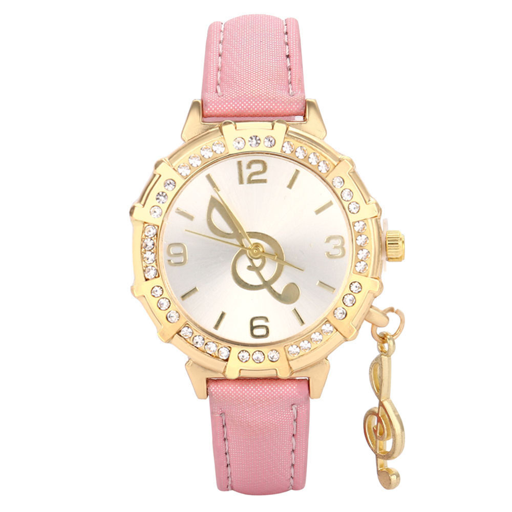 Treble Clef Rhinestone Studded Quartz Watch