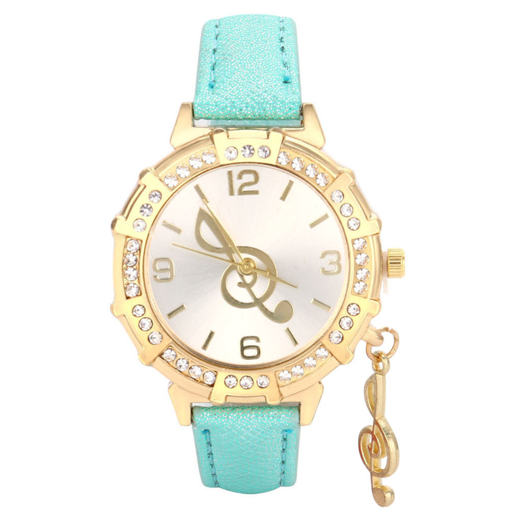 Treble Clef Rhinestone Studded Quartz Watch