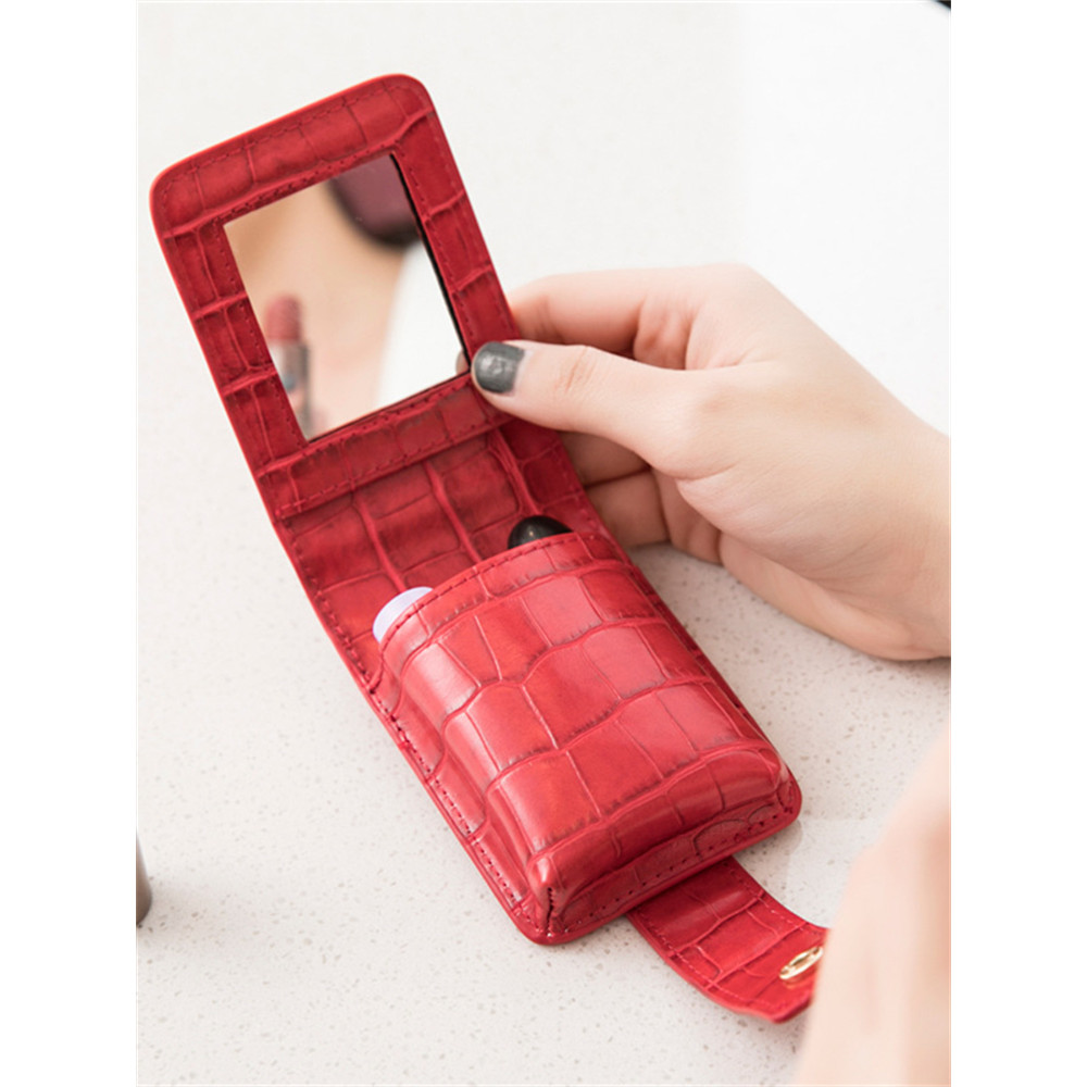 Trendy Portable Utility Mini Cosmetic Bag With Mirror