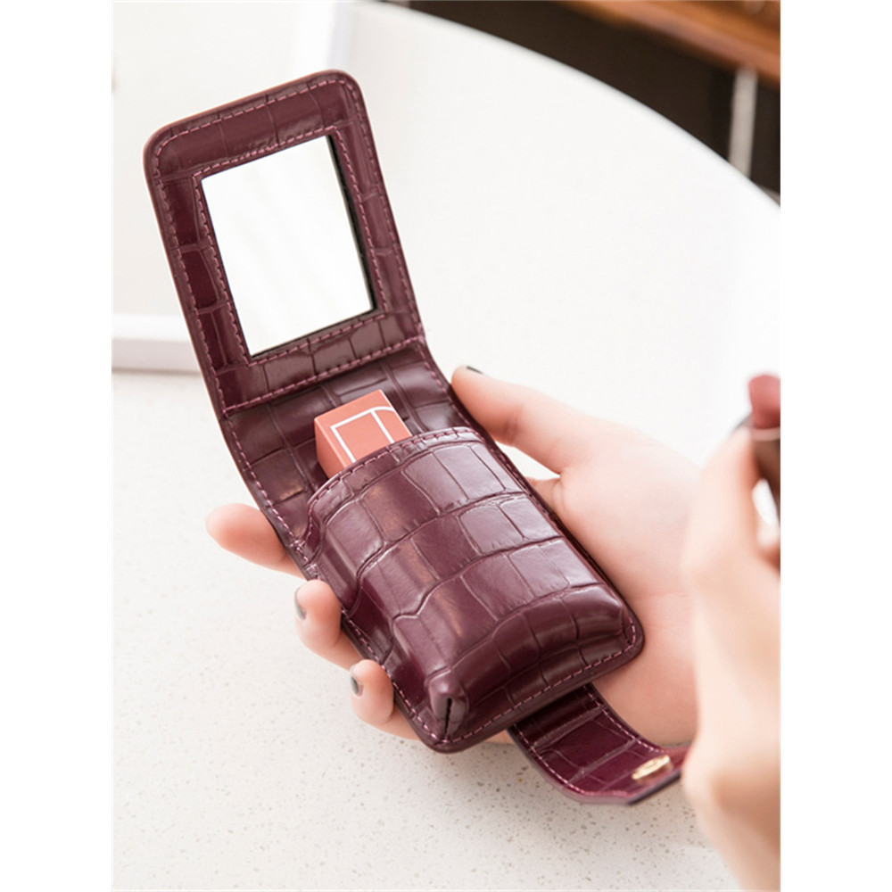 Trendy Portable Utility Mini Cosmetic Bag With Mirror