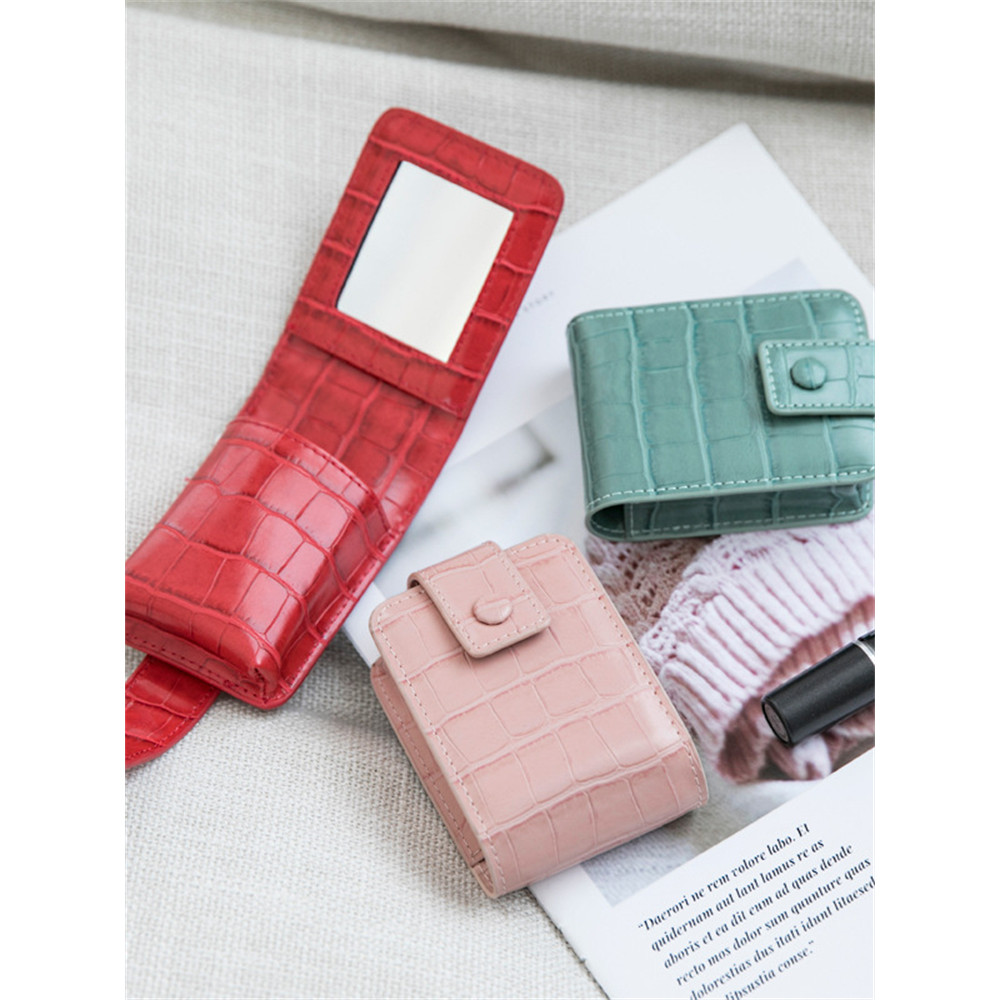 Trendy Portable Utility Mini Cosmetic Bag With Mirror