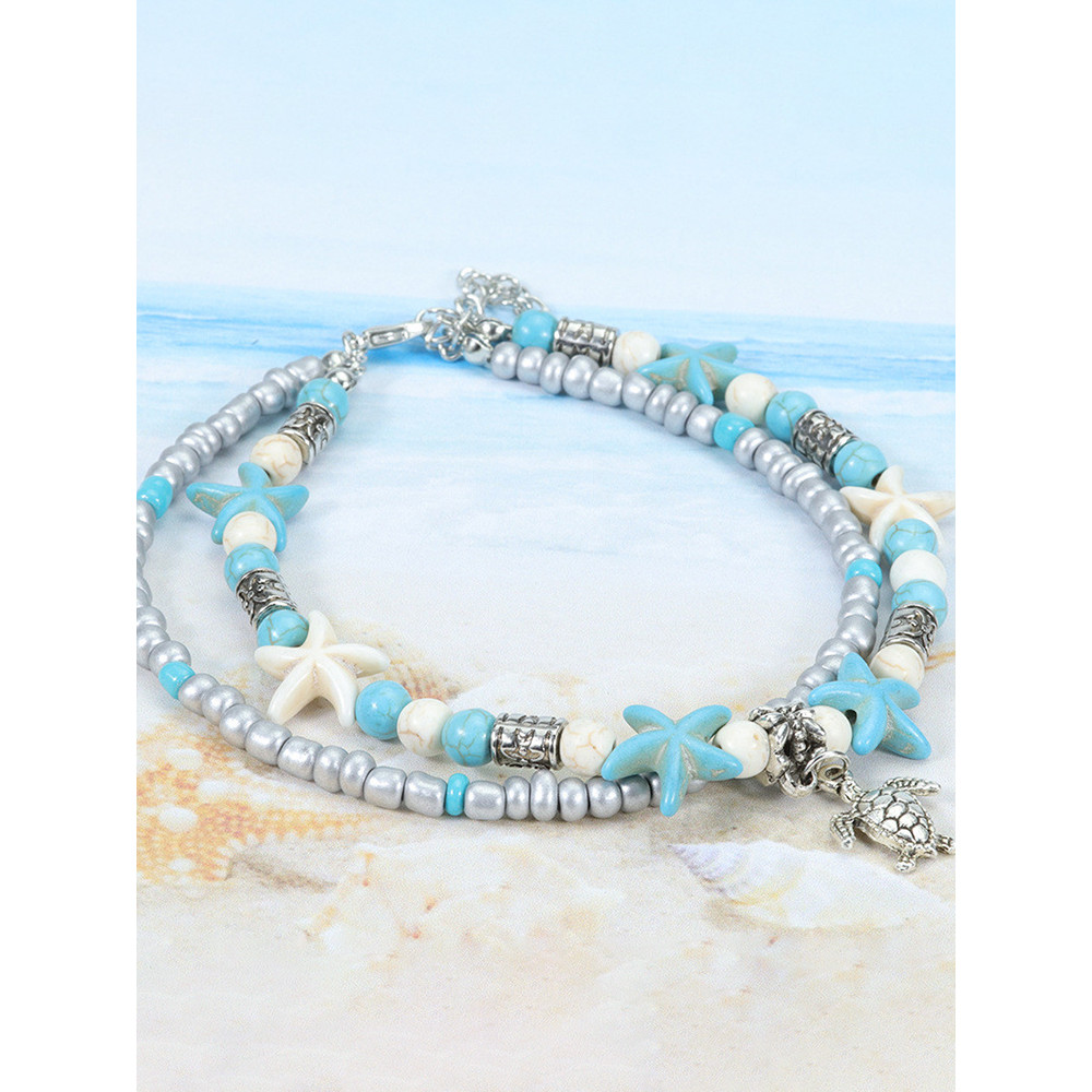 Turtle Starfish Multilayer Anklet Piece Set